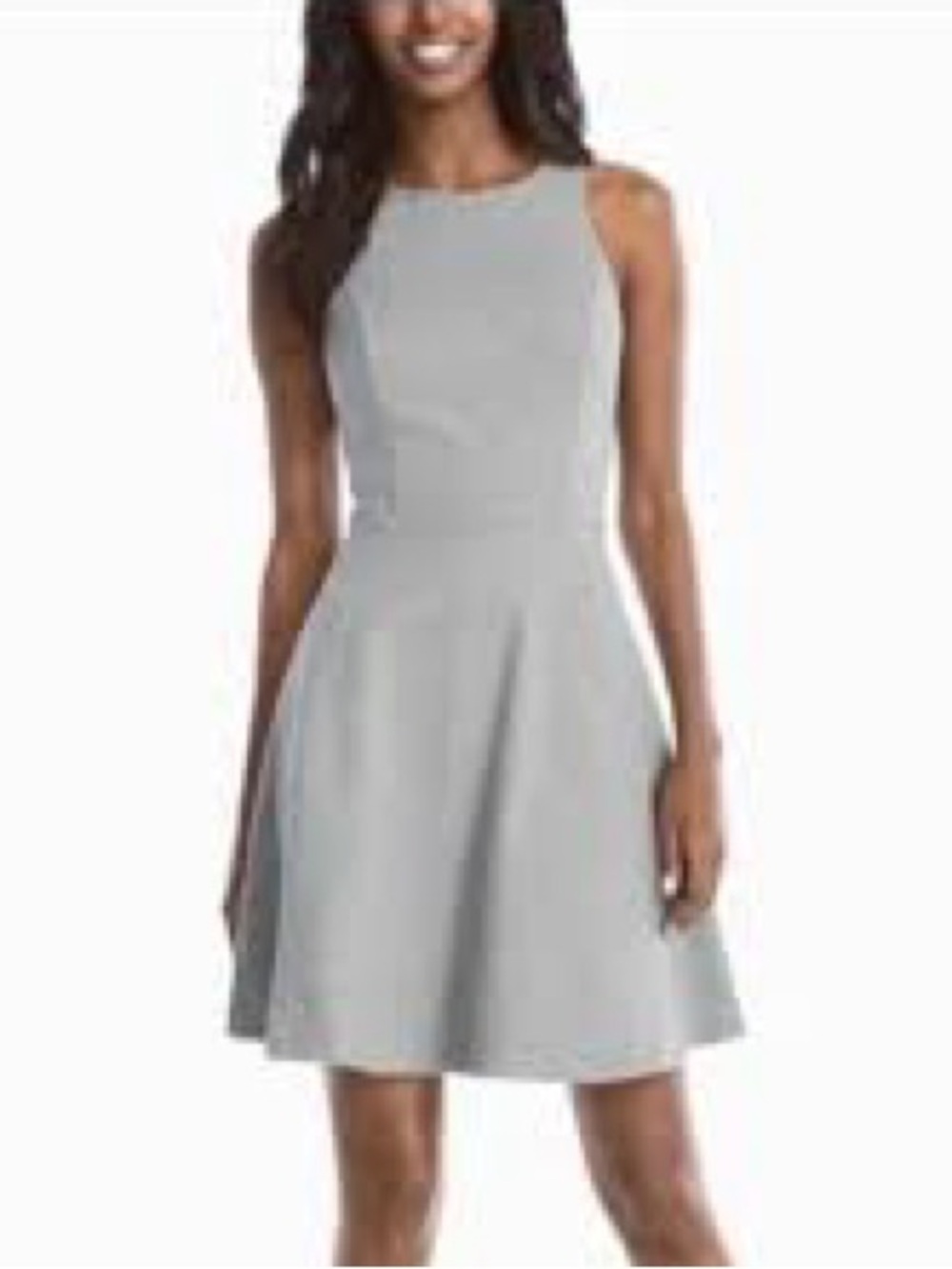 White House Black Market Sleeveless Fit-and-Flare Mini Dress in Light Gray Sz 10